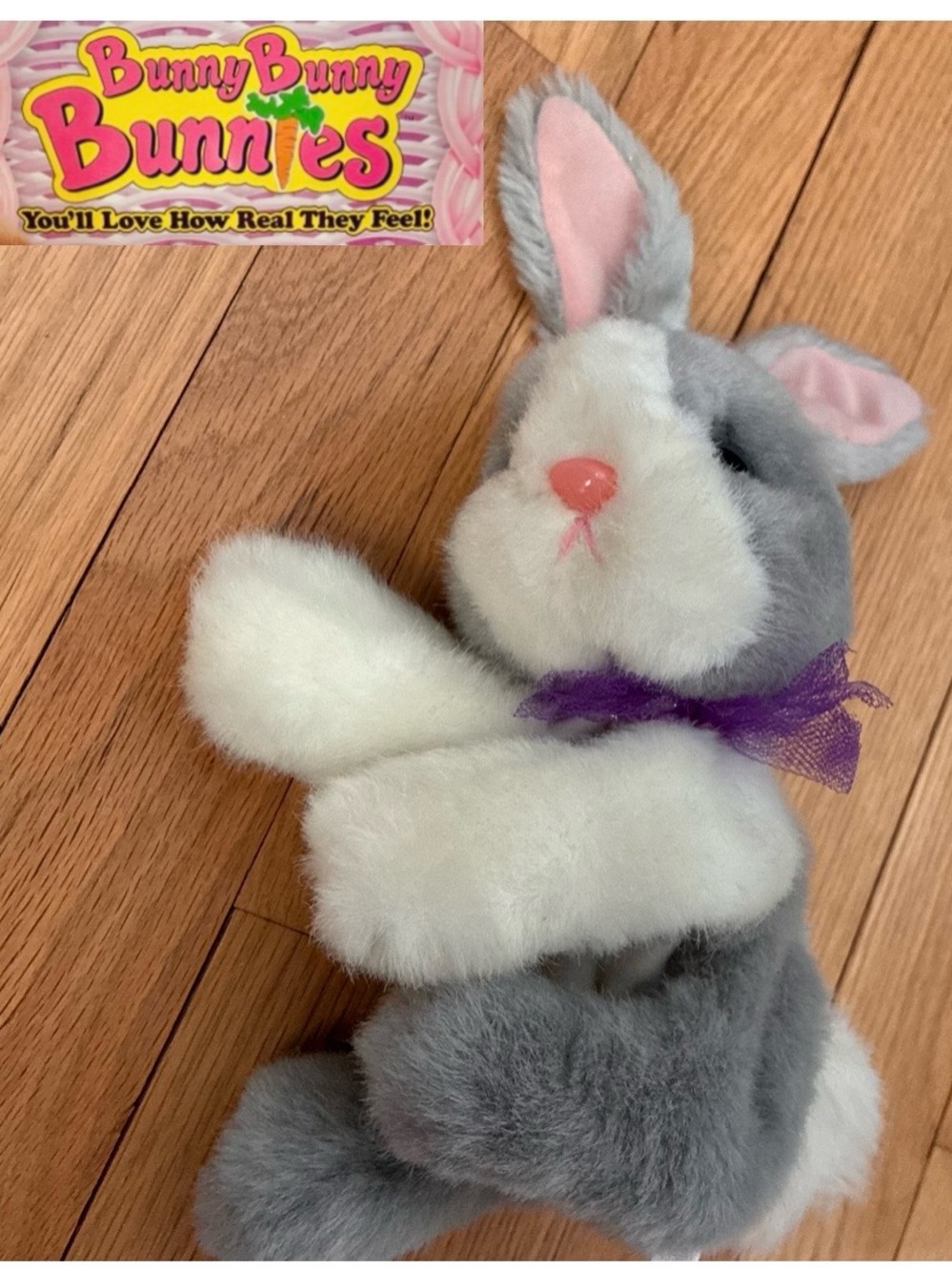 Bunny Bunny Bunnies, Grey and White, 9 in Plush, 1994 Tyco